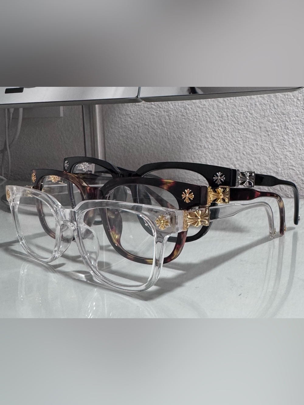 Clear Frame Women's Glasses with Gold Accents (TAKE ALL 3 for $140)